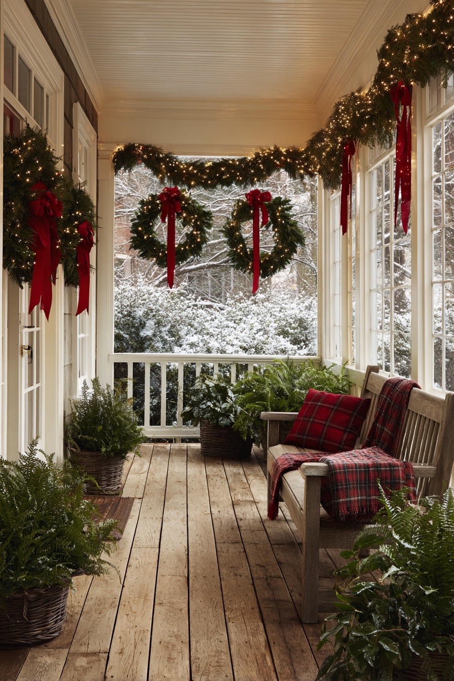 Frame Windows with Red Ribbon