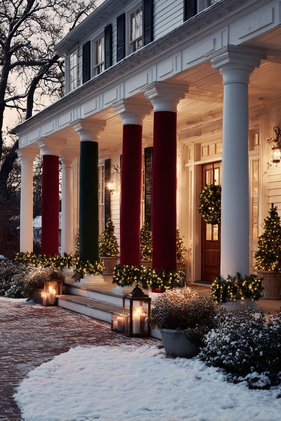 Wrap Columns with Festive Fabric