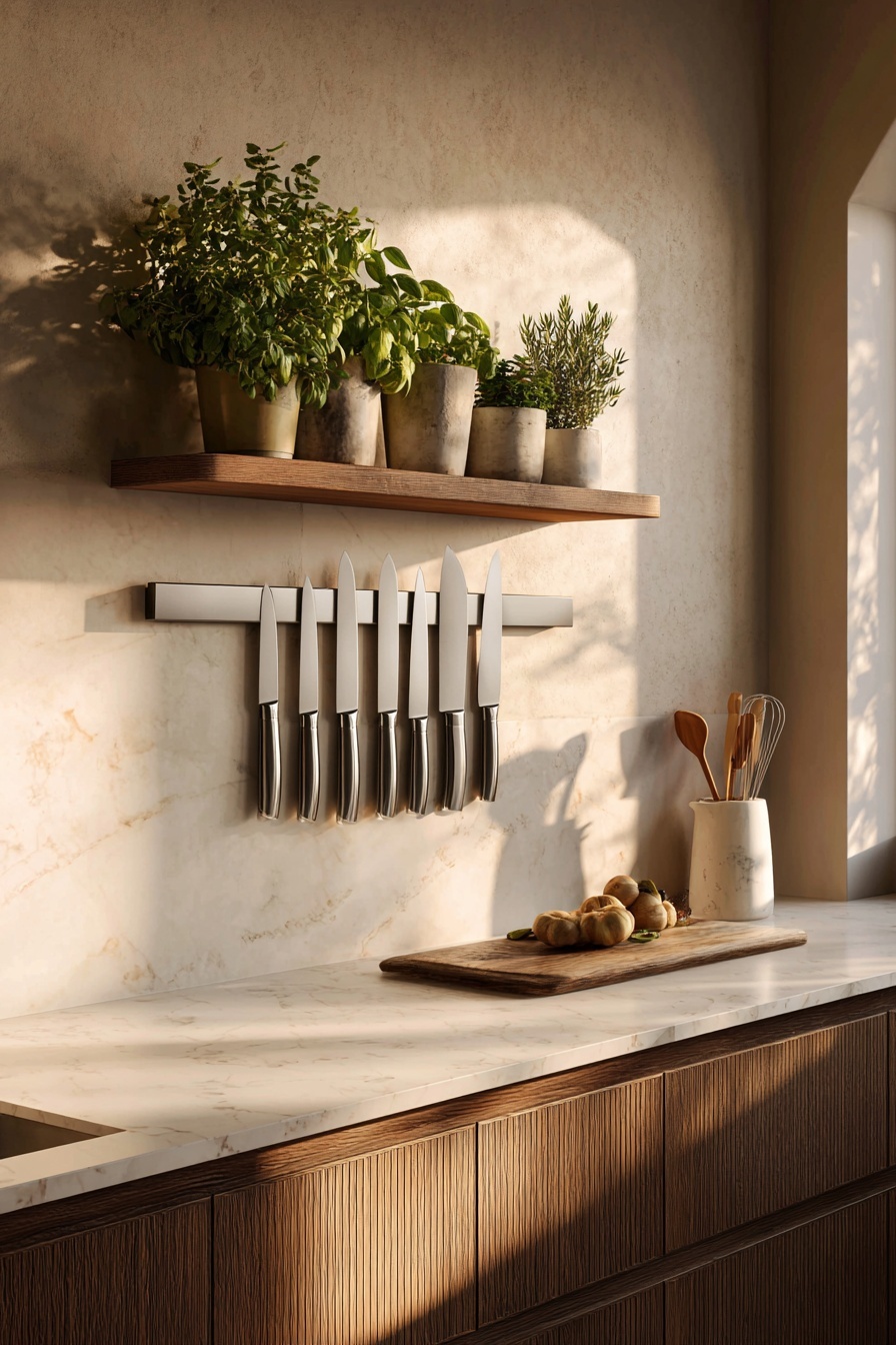Use Magnetic Strips for Knife Storage