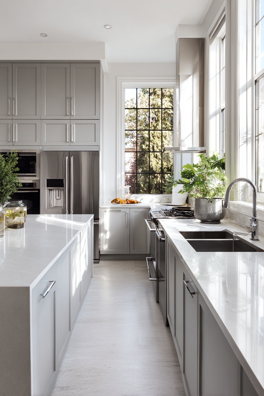 Transform Old Spaces with Grey Kitchen Islands