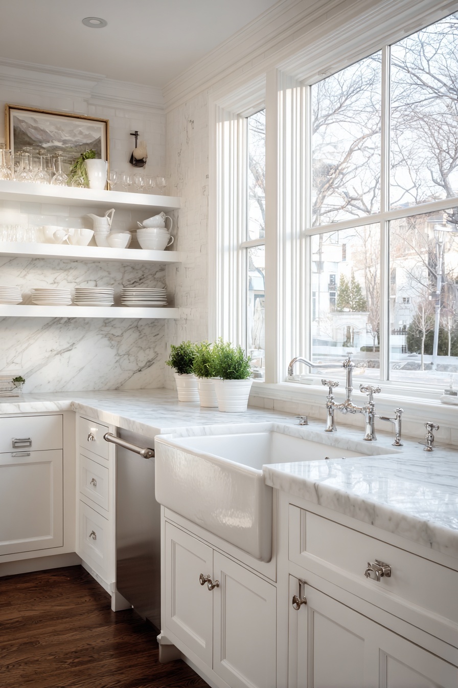 Install a White Farmhouse Sink