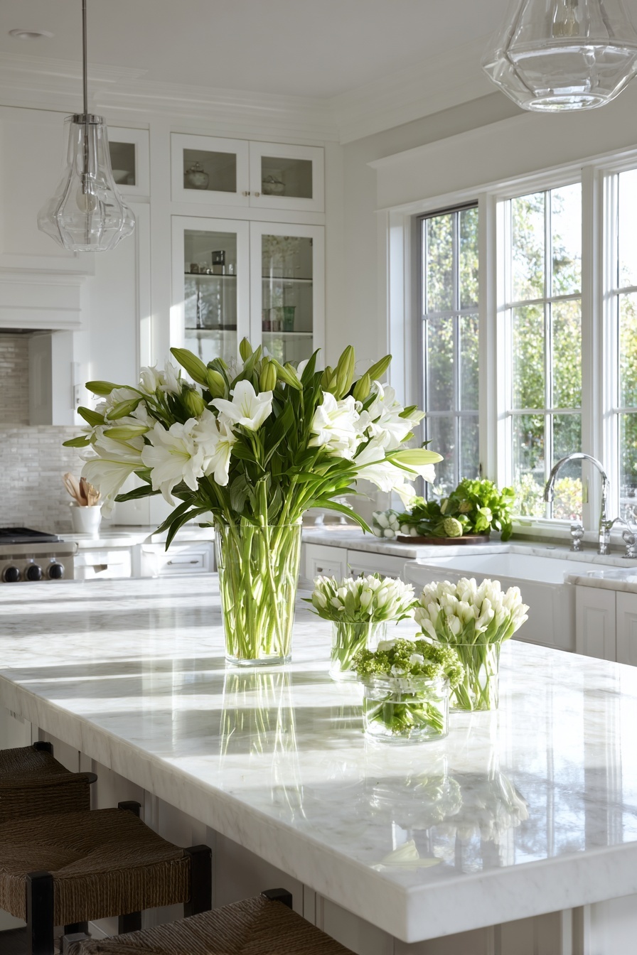 Accent with White Floral Arrangements
