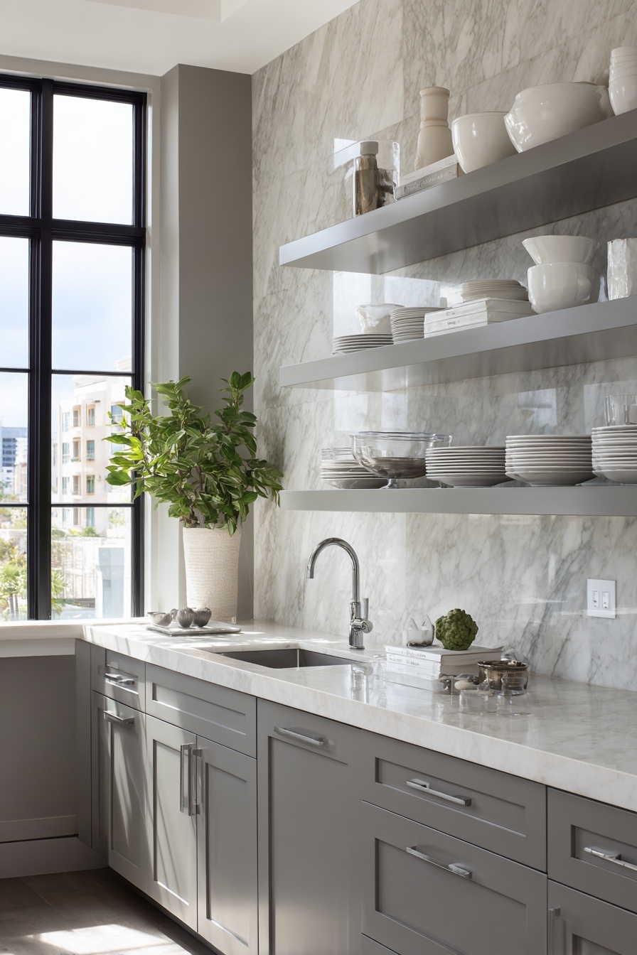 Organize with Gray Open Shelving