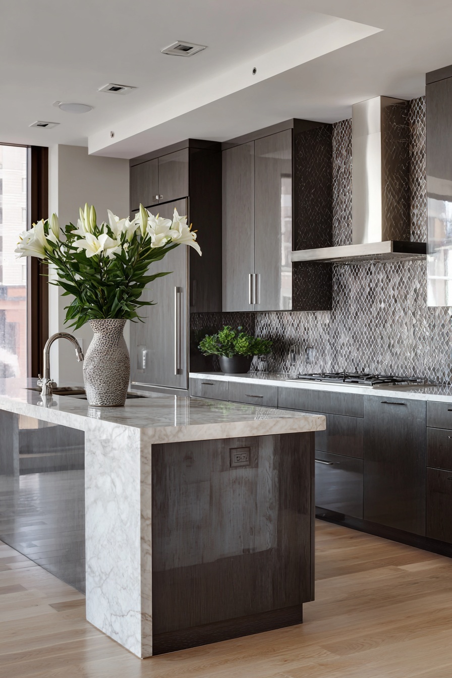 Experiment with Gray Backsplash Tiles