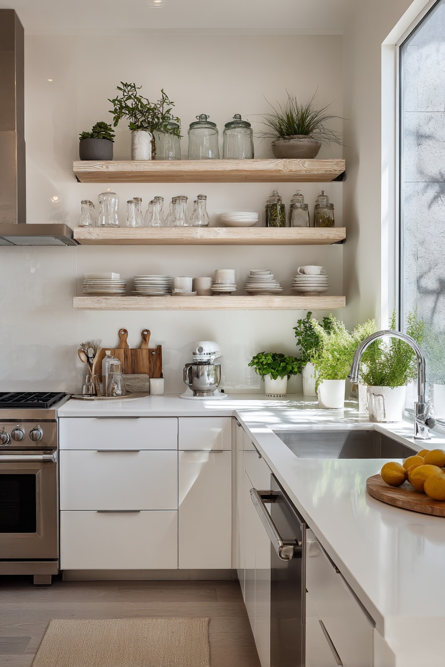 Opt for Open Shelving Above Counters