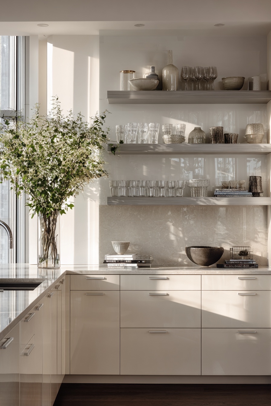 Install Grey Floating Shelves