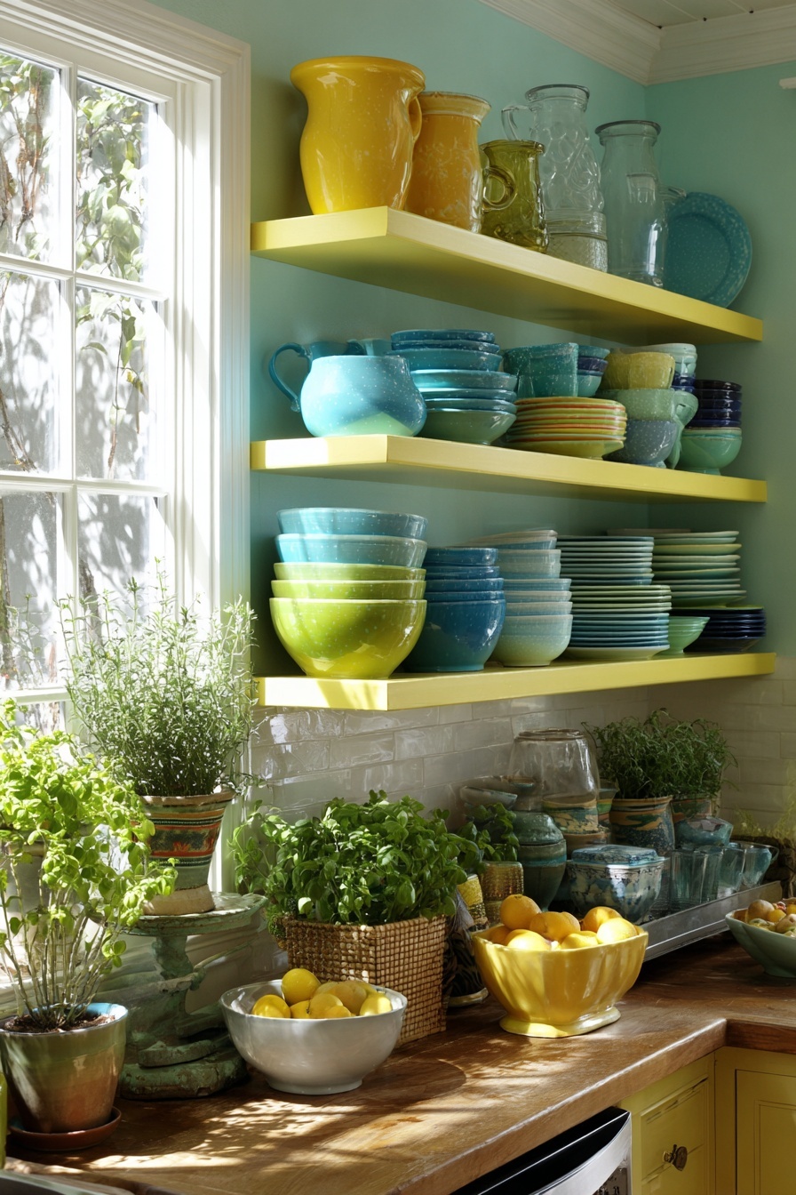 Install Colorful Open Shelving