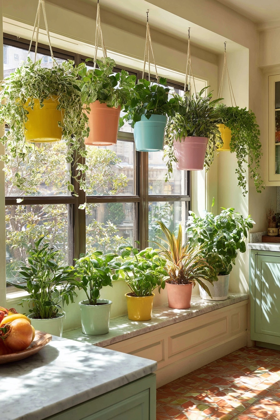 Add Hanging Plants with Colorful Pots