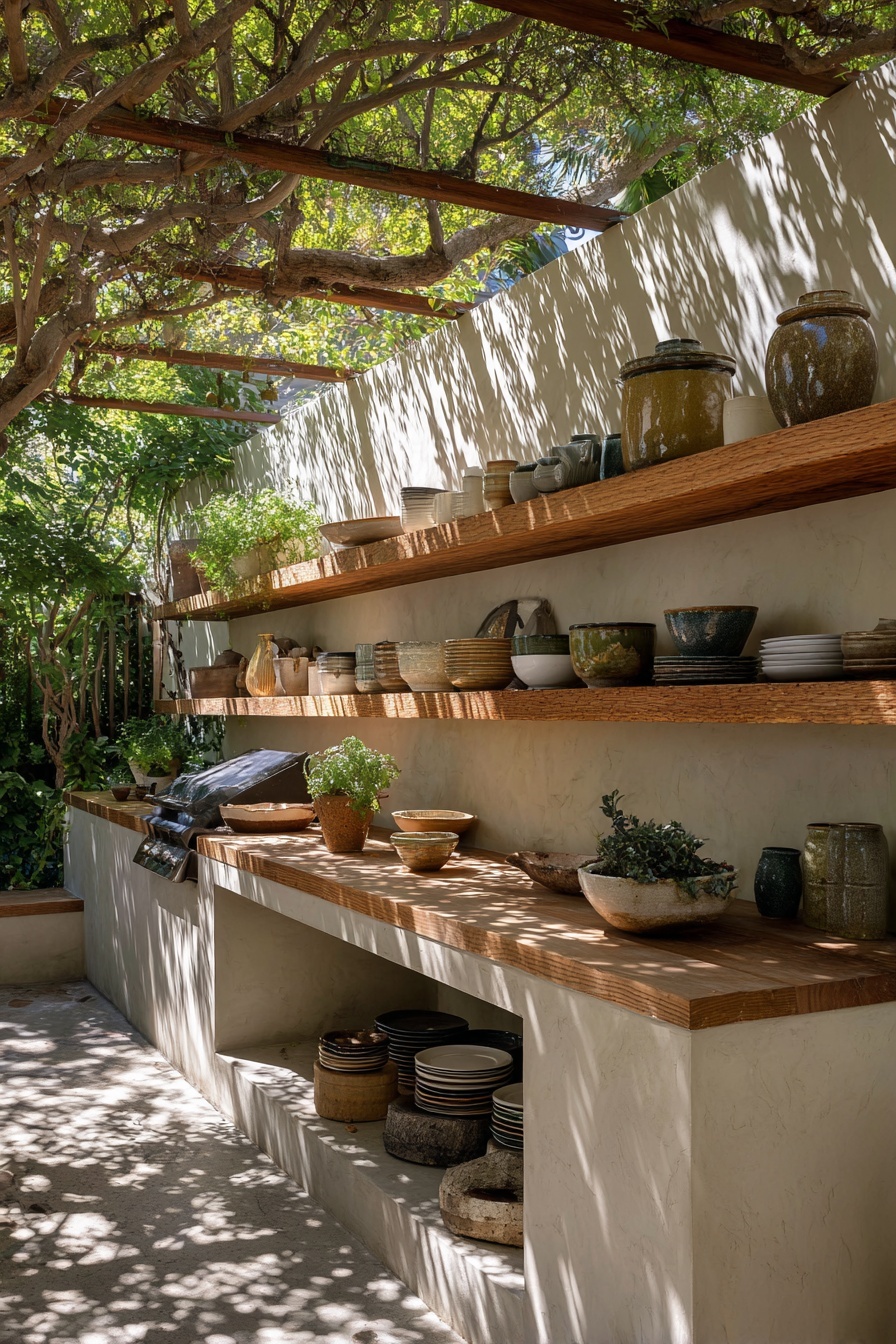 Utilize Floating Shelves to Display Dishware