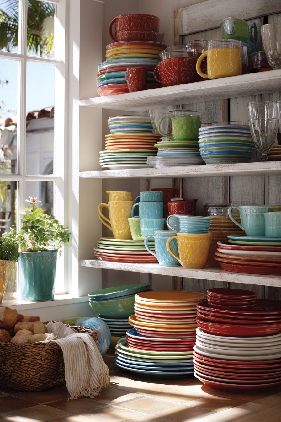 Use Colorful Dinnerware Display