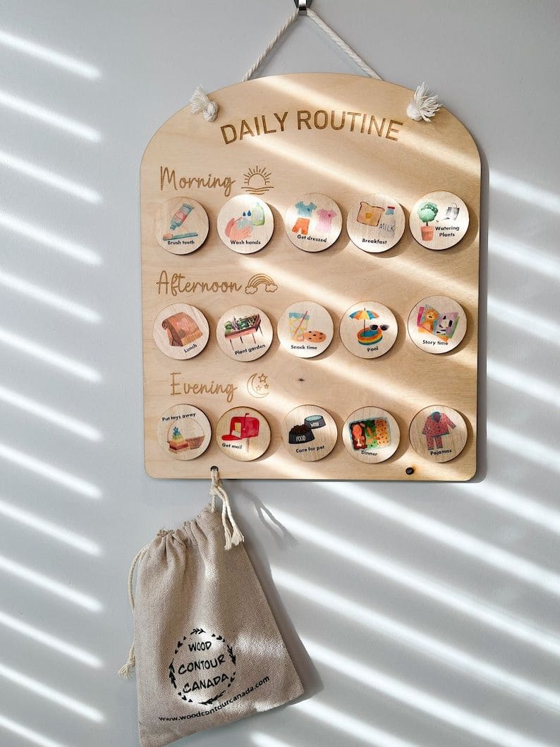 Wooden Daily Routine Board for Kids