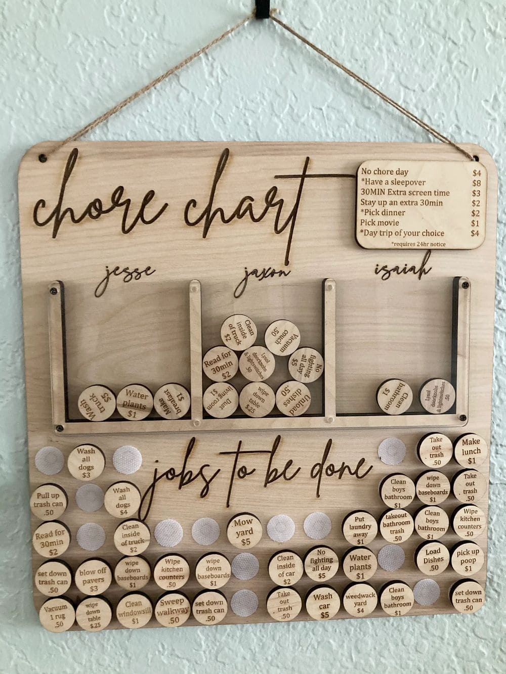 Wooden Family Reward Chore Chart