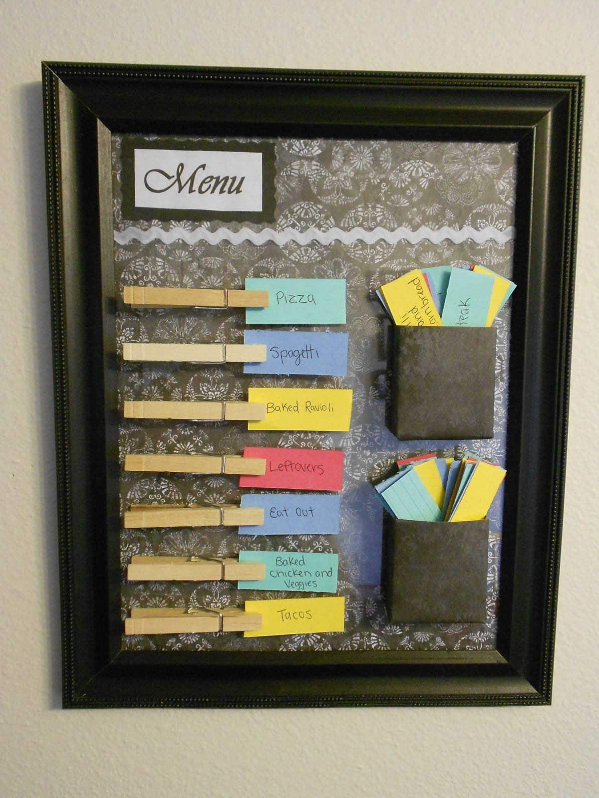 Framed Weekly Menu and Chore Organizer