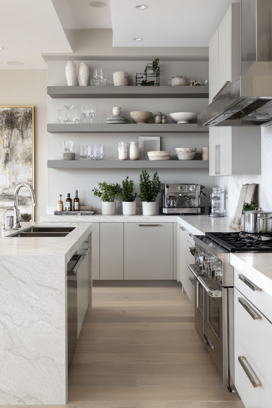 Organize with Open Grey Shelving