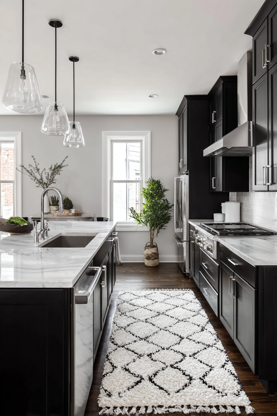 Balance with Black and White Rugs