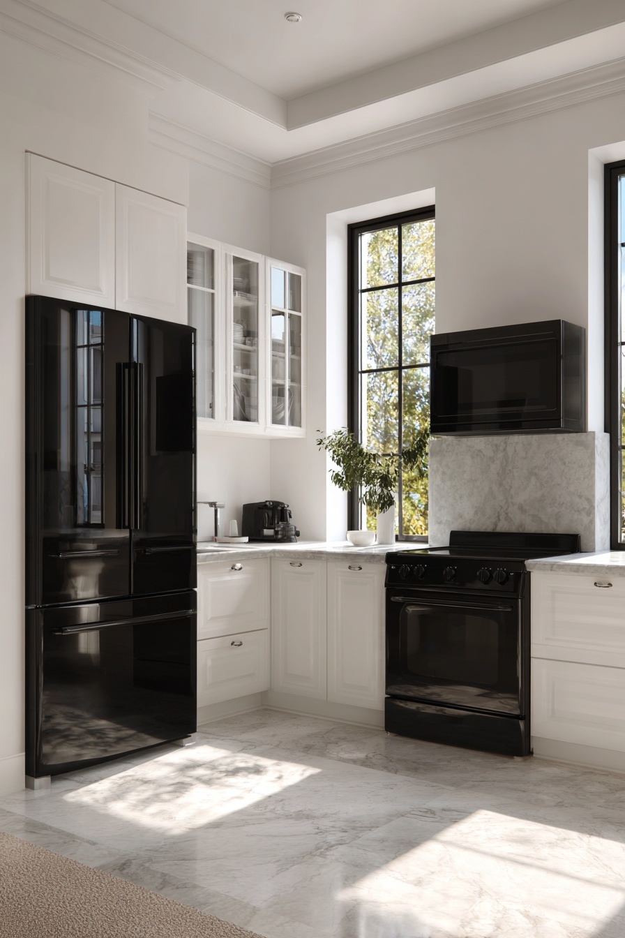 Pair Black Appliances with White Walls