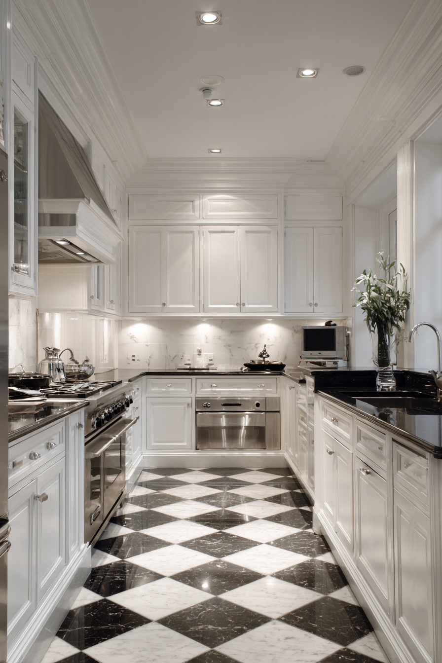 White Cabinets with Black Detailing