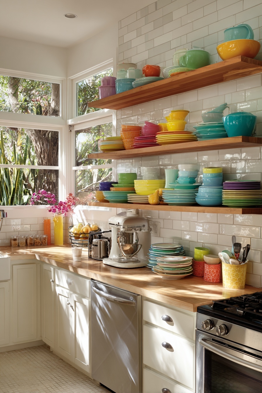Use Colorful Dishware Display