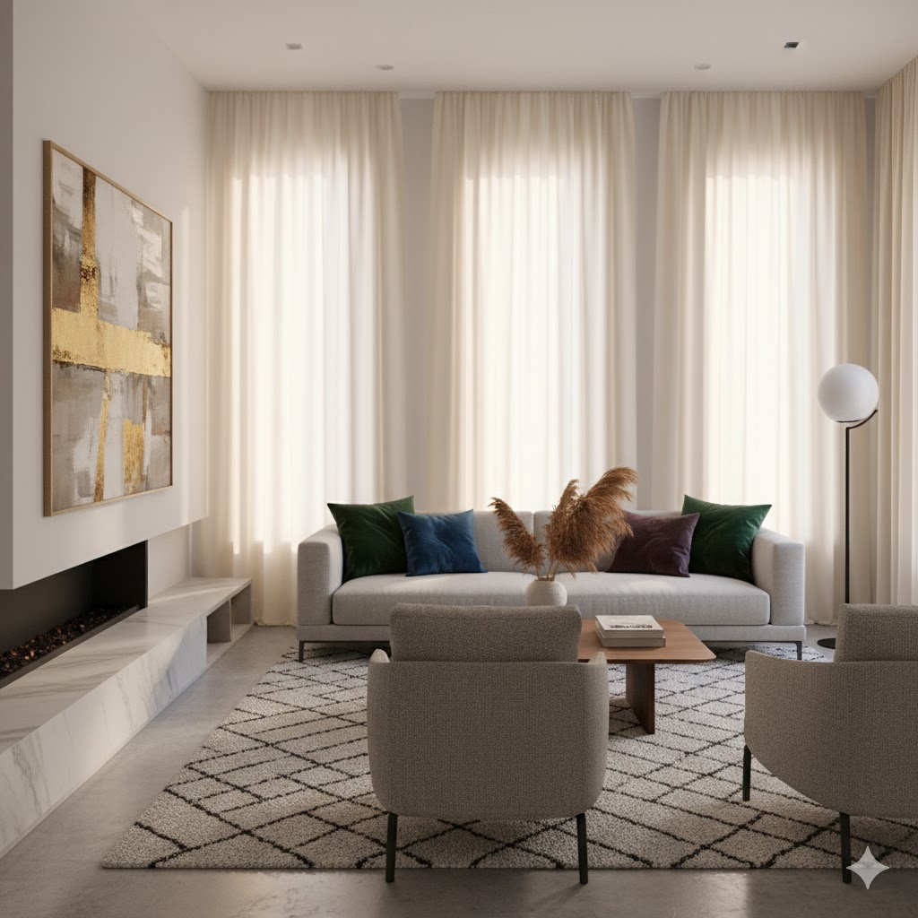 Luxurious textures in modern elegant living room