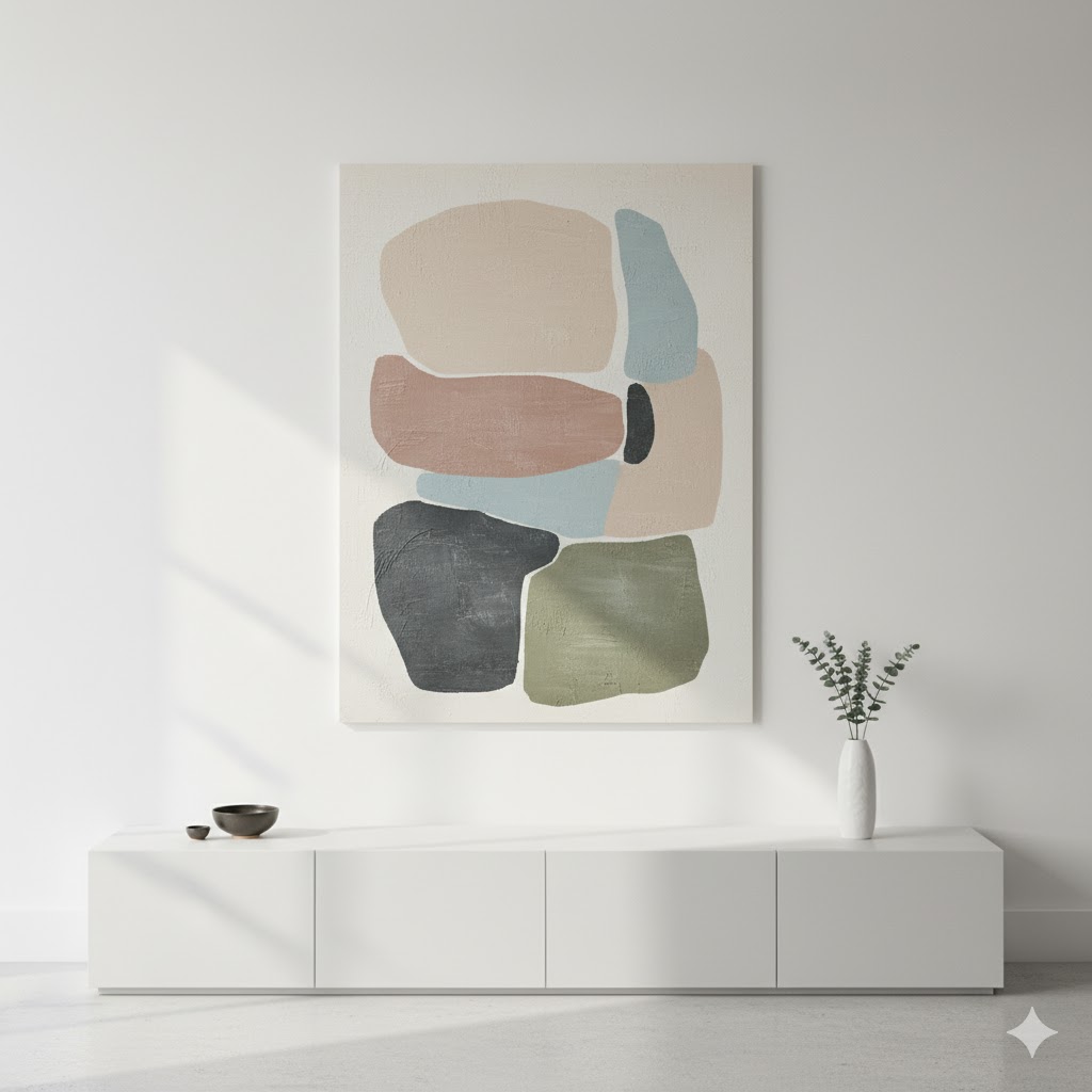 Statement art in modern elegant living room