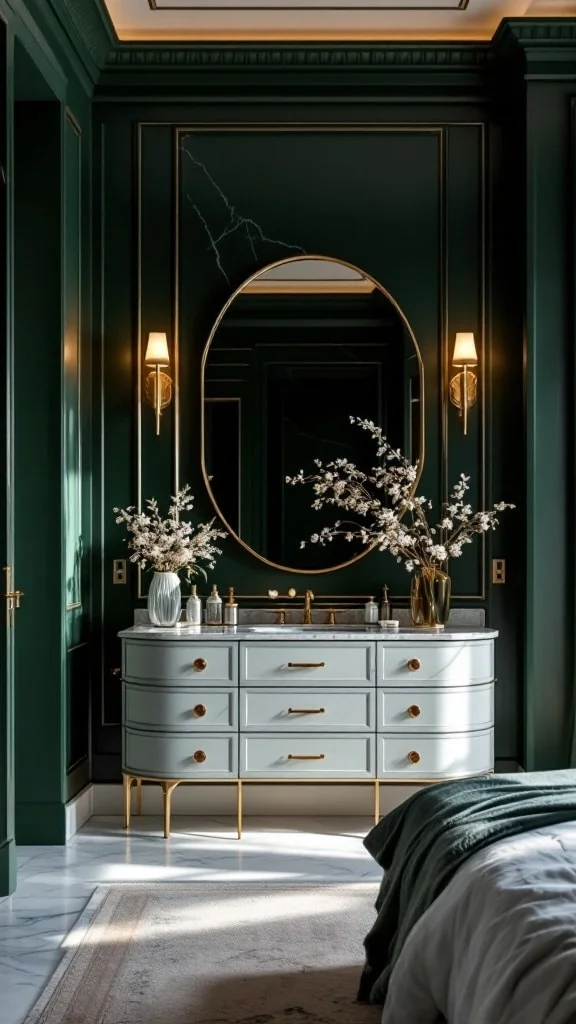 Opulent Green and Marble Design