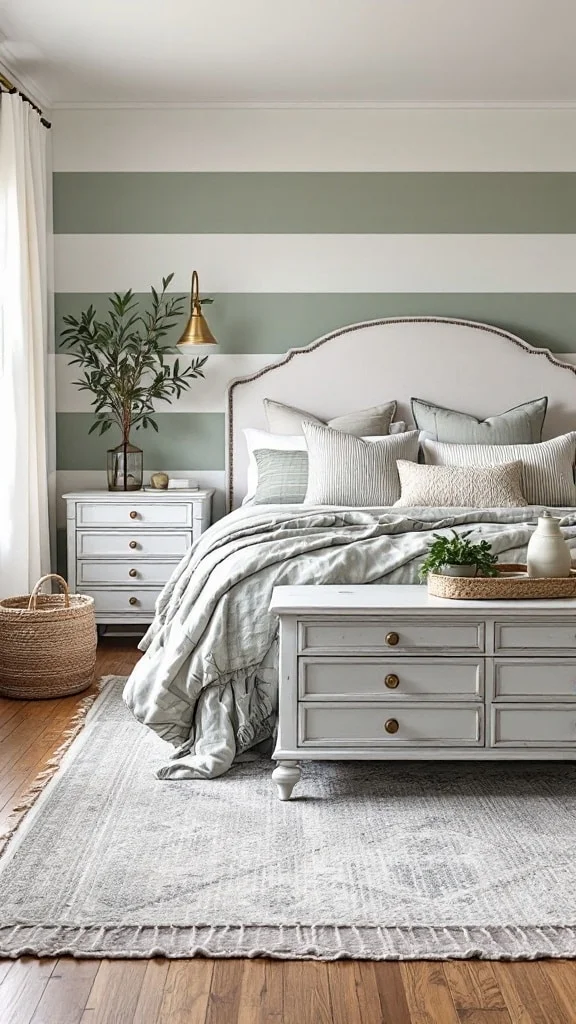 Refreshing Sage and White Striped Decor