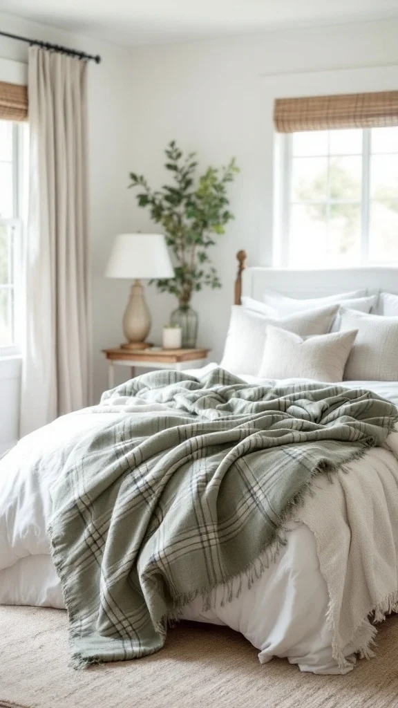 Cozy Sage Plaid Bedding Ensemble