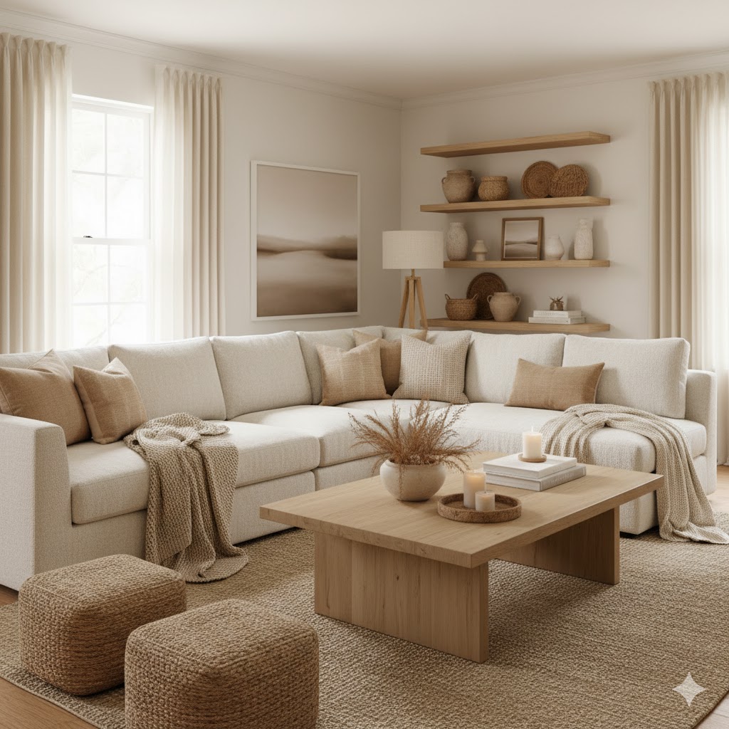 Room decorated with earthy neutral colors