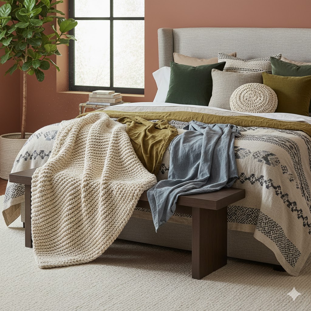 Cozy room with varied textures