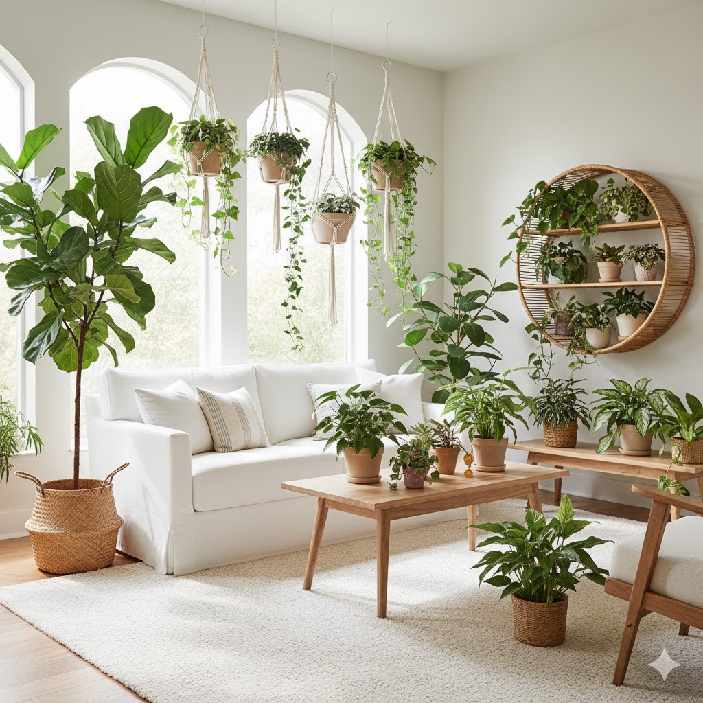 Indoor plants adding life to a room