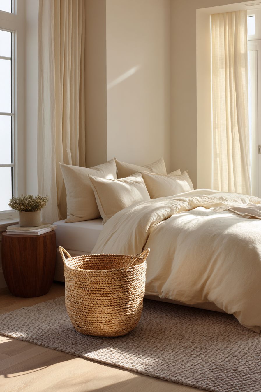 Install A Natural Fiber Basket For Storage