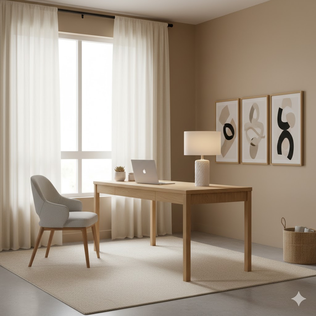 Soft neutral home office