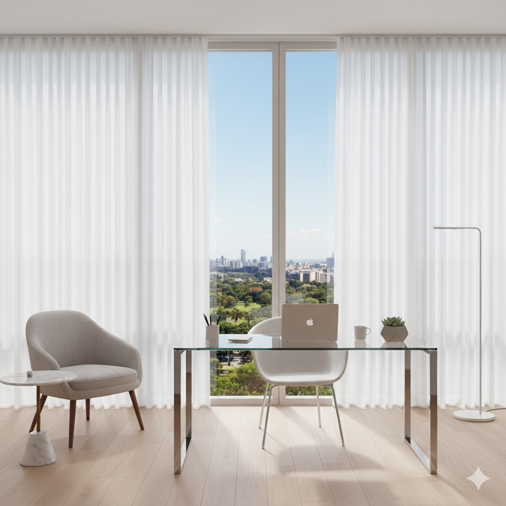 Glass furniture in home office