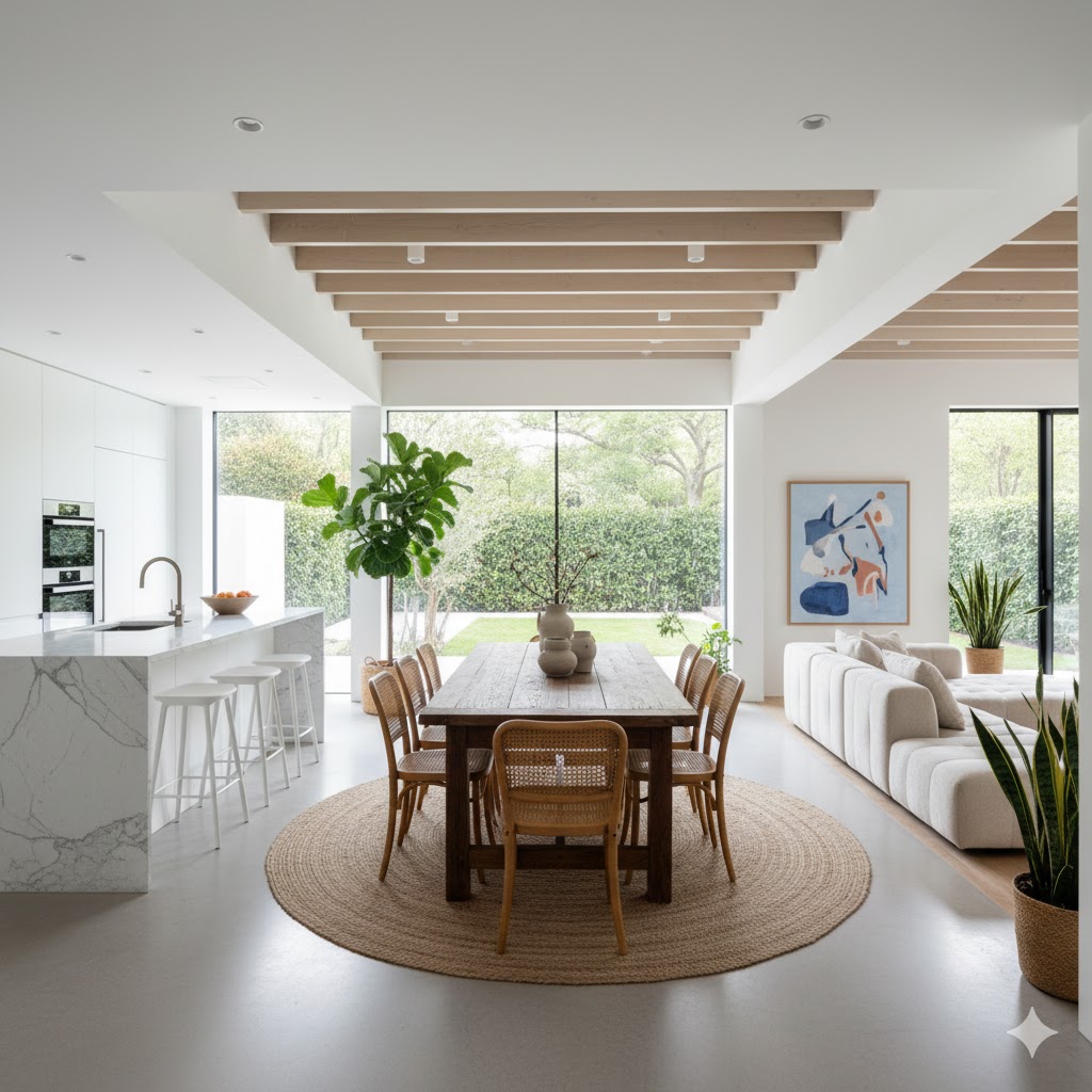 Mix of modern and rustic furniture