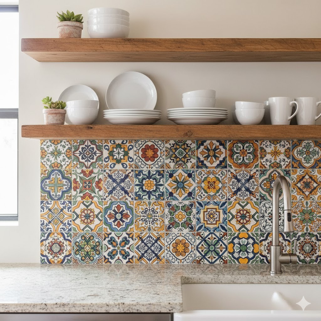 Talavera tile accents in modern Mexican decor