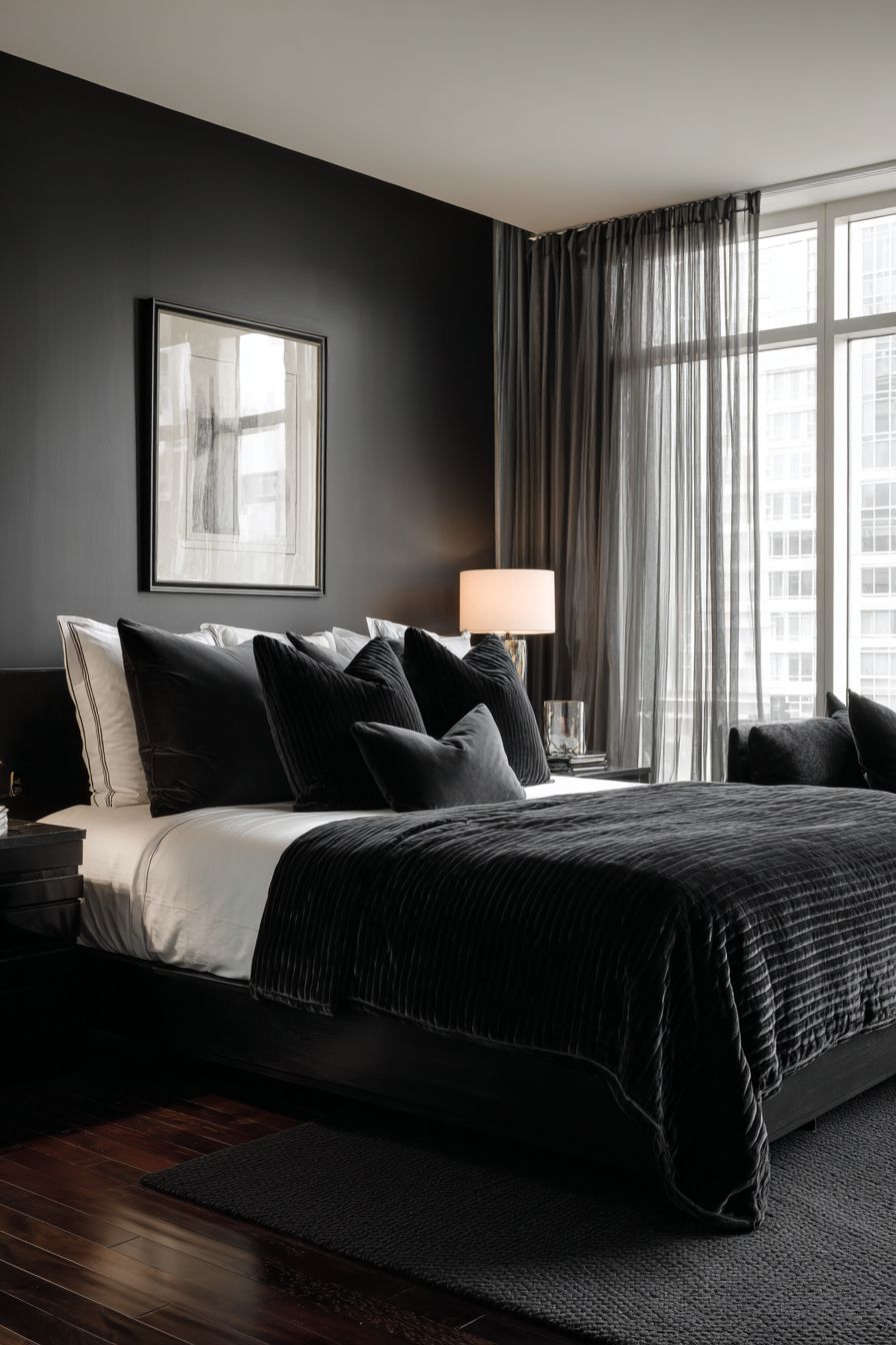 Accent with Black Throw Pillows