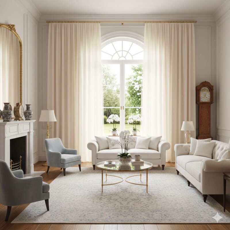 Elegant curtains in living room