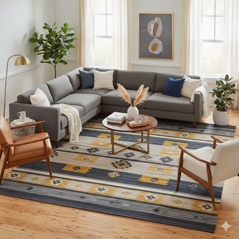 Large area rug in living room