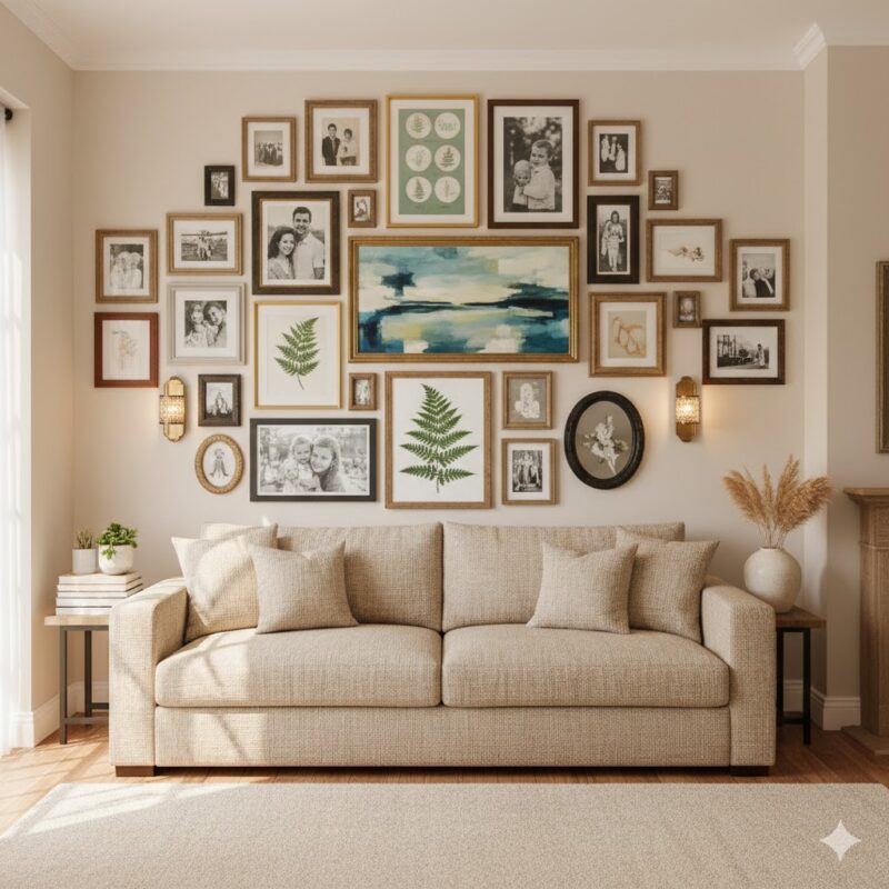Gallery wall in living room