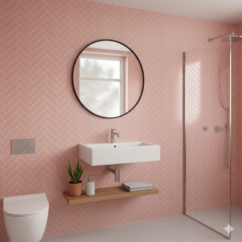 Modern pink bathroom tiles
