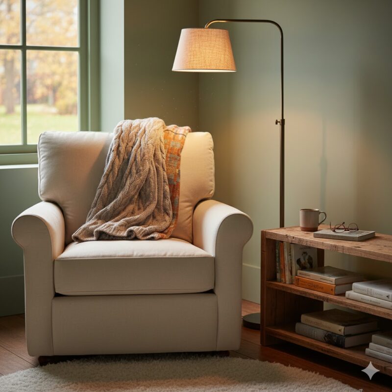 Reading nook in guest bedroom