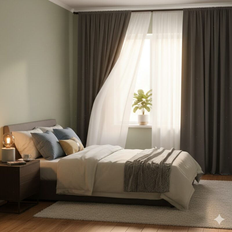 Window coverings in guest room