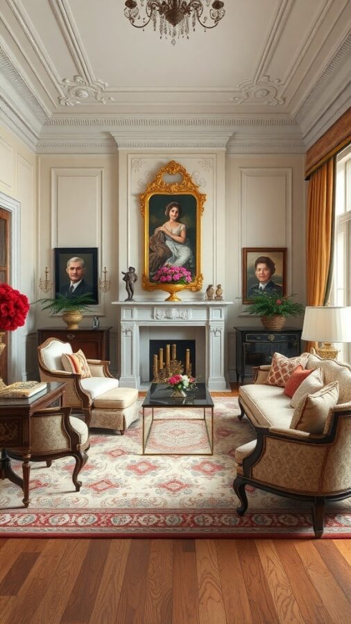 Classic Elegant Living Room Classic living room with elegant furniture and fireplace