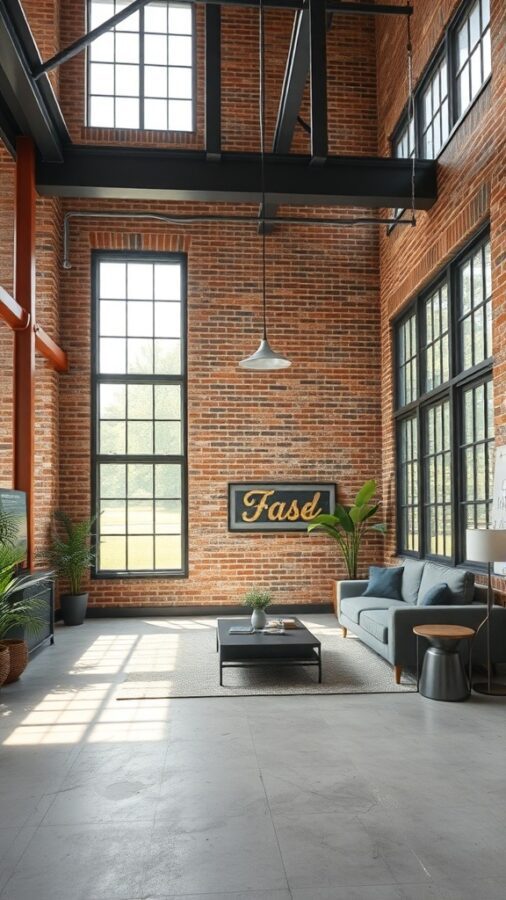 Modern Industrial Living Room Industrial style living room with exposed brick and minimalist furniture
