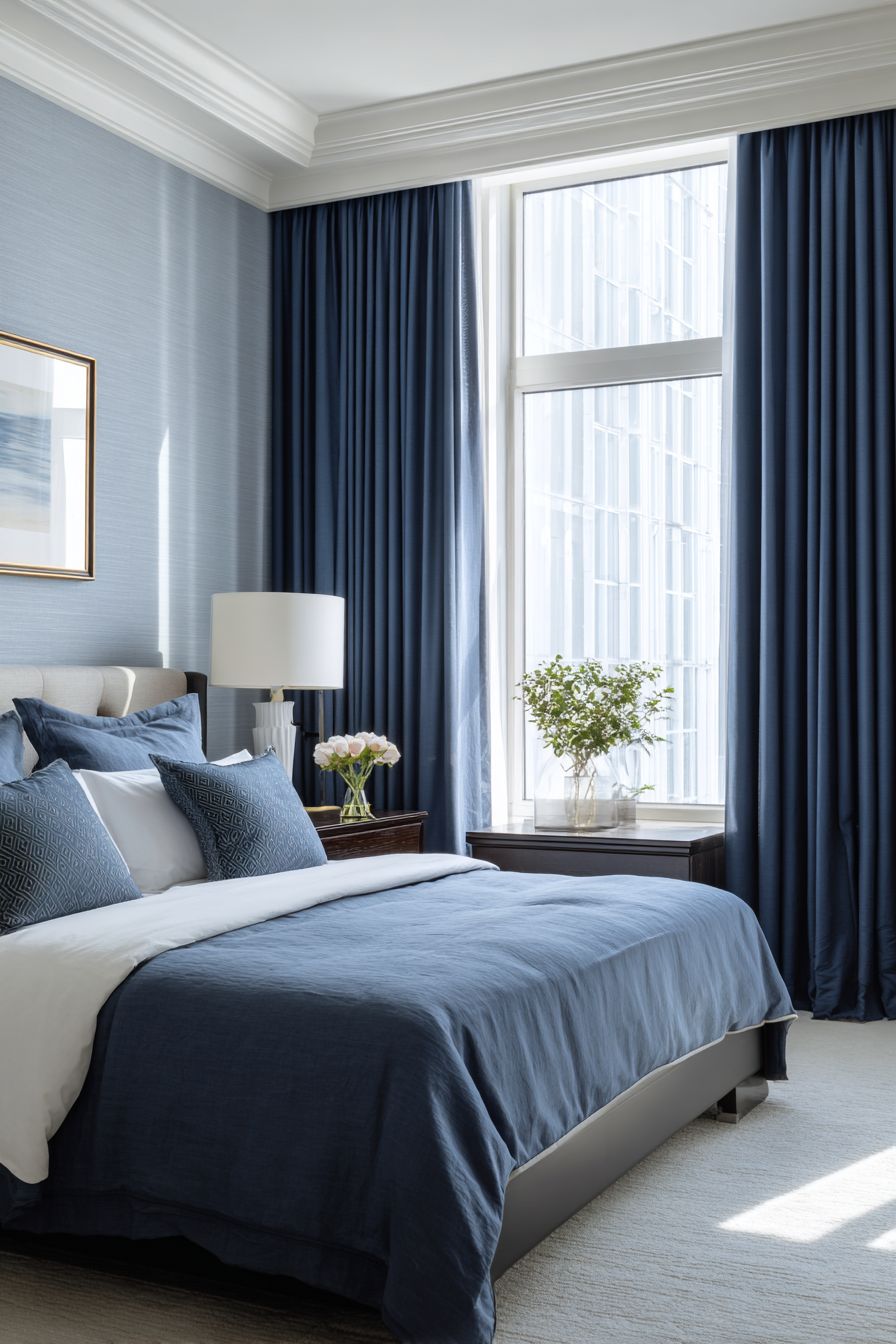 Add Navy Blue Curtains