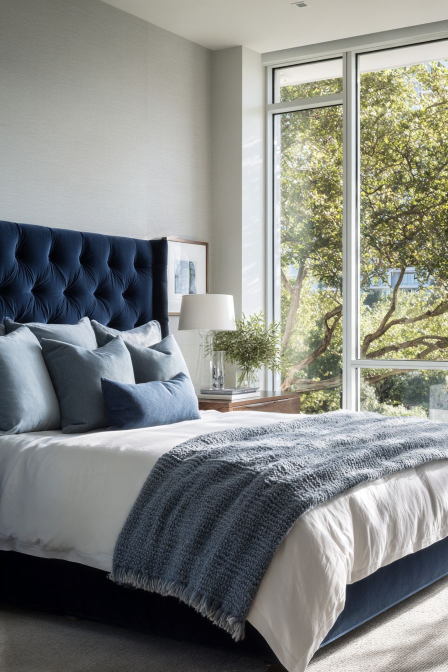 Incorporate a Blue Headboard