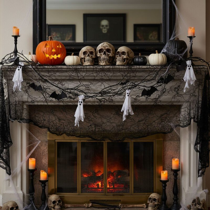 Halloween mantel décor