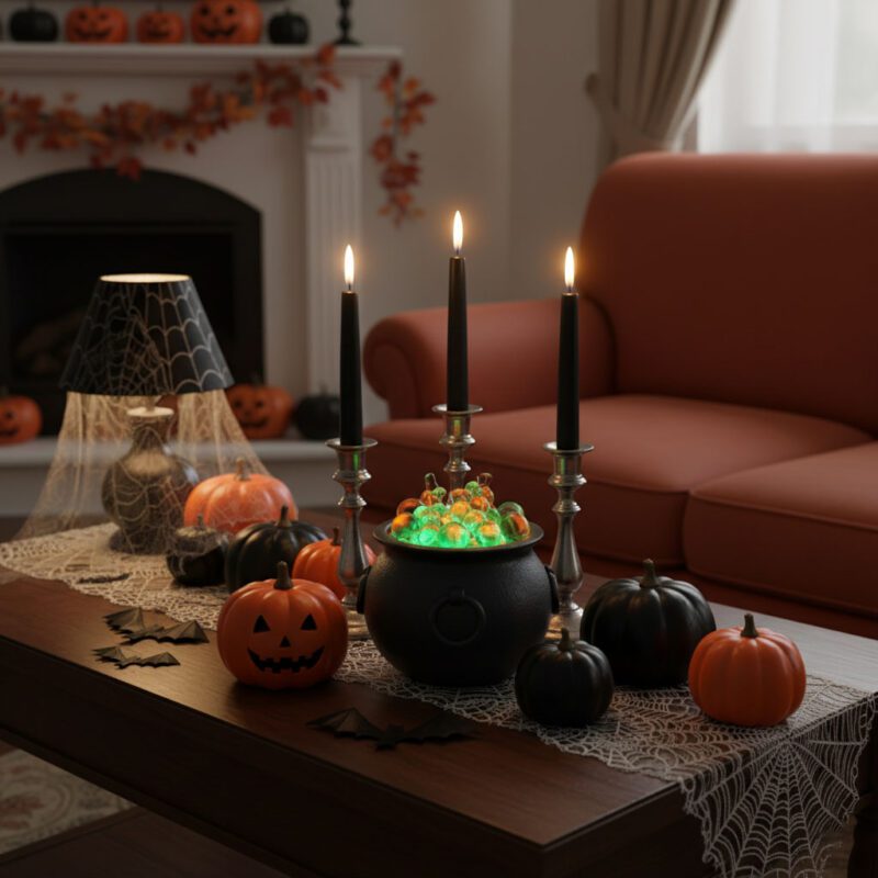 Halloween cauldron centerpiece