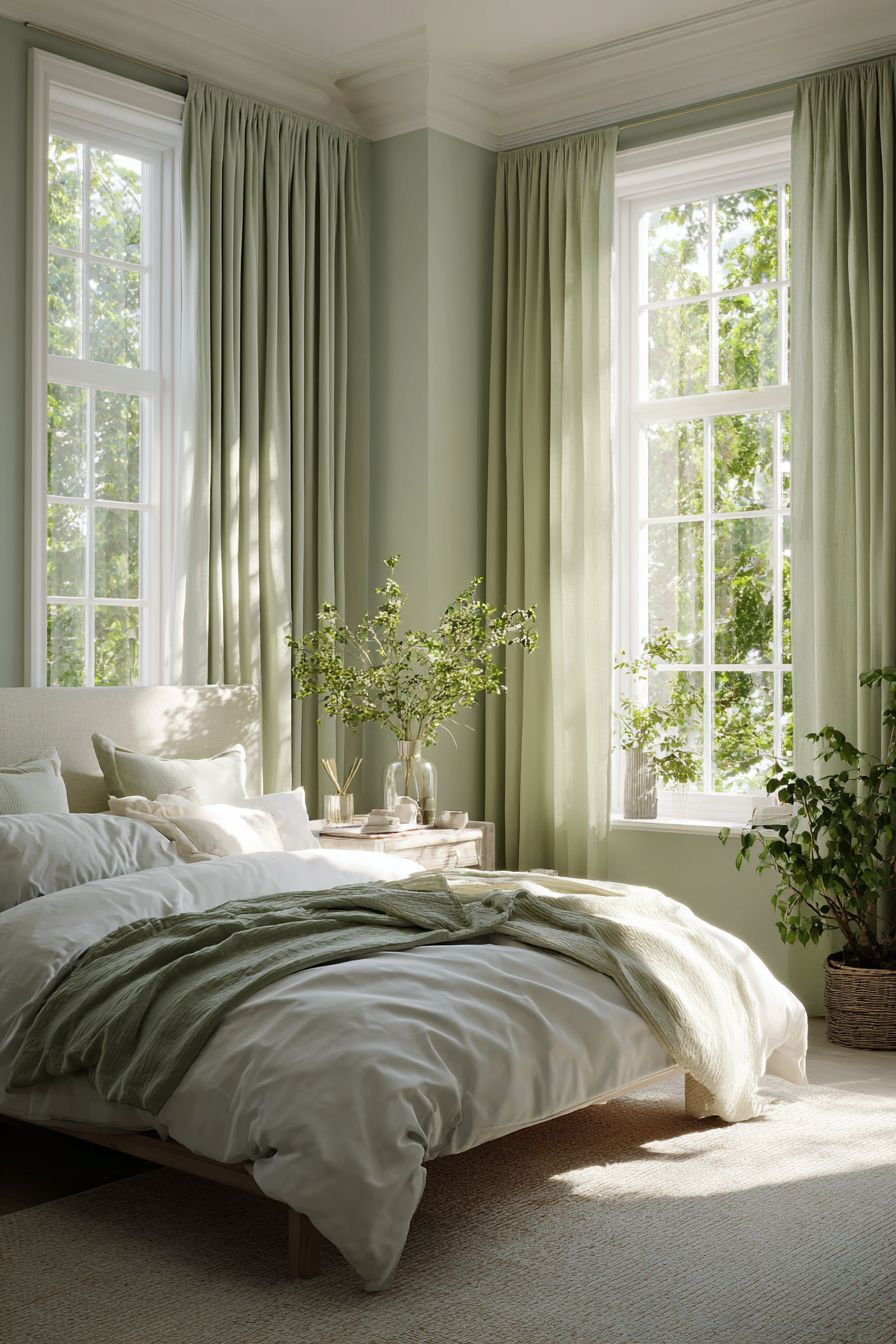 Use Green Curtains for Soft Light