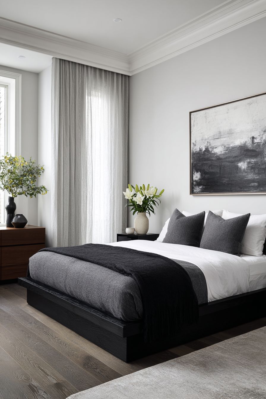 Simple Black Bed Frame for Elegance